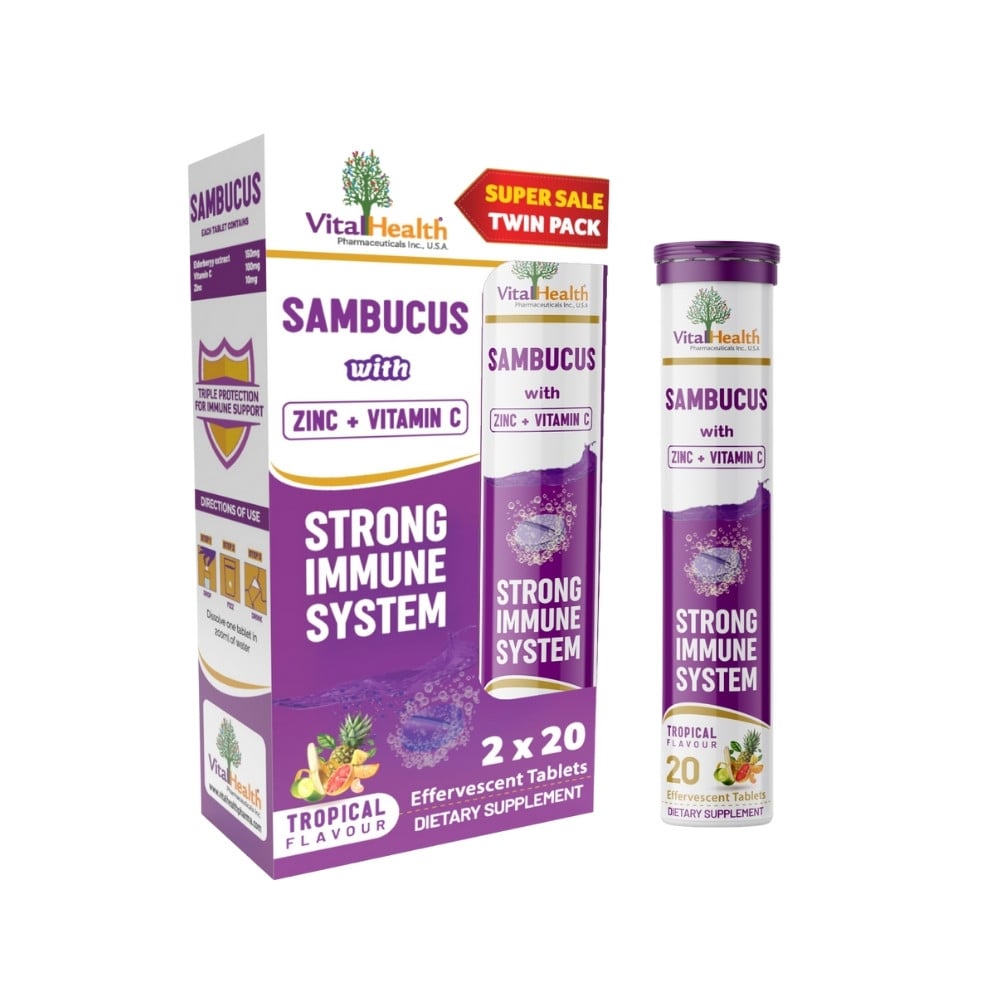 Vital Health Sambucus with Zinc + Vitamin C Tropical Flavour Twin Pack 